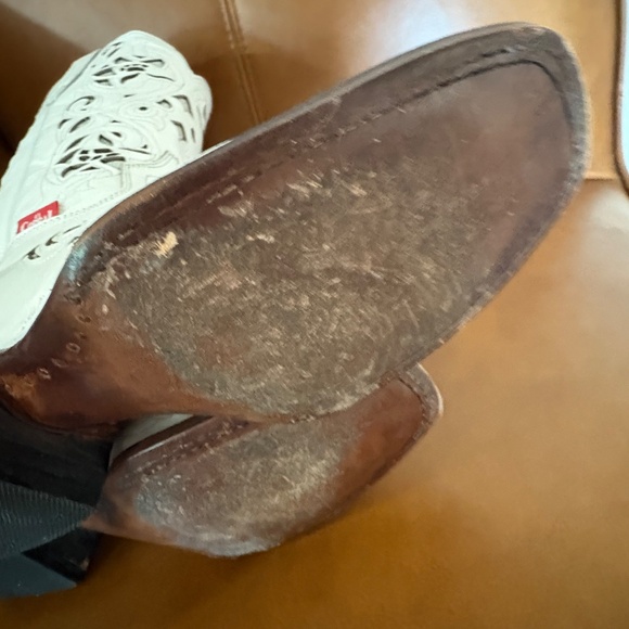 El Corral Western White Leather Bling Inlay boots - SZ 25.5 = 8.5 - Picture 11 of 17